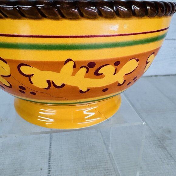 Celebrating Home TUSCAN Orange Yellow Stoneware Footed Soup Cereal Bowls Set 2 - Picture 14 of 16